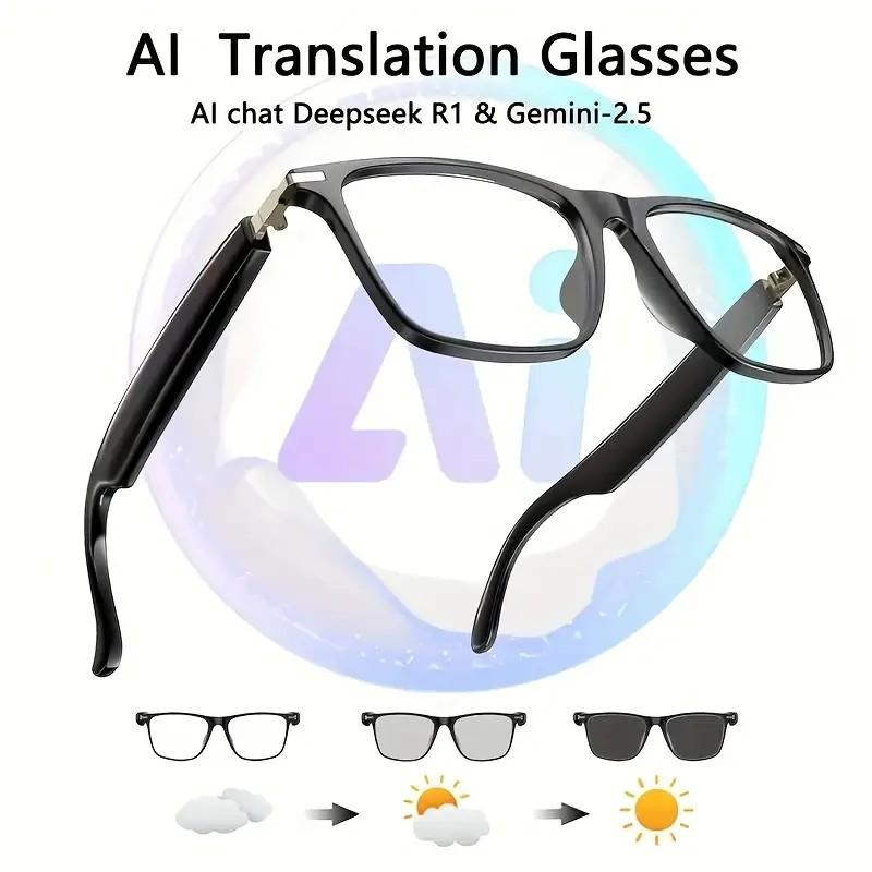 AI Interpretation Smart Glasses,160 Languages, Chat Gpt,Audio Glasses for Men and Women,Microphone and Speaker, HD Voice Calls and HIFI Music Quality,Hands-Free Calling,Color Changing Lens, Suitable for Riding,Driving,Travel,Black Friday & Cyber Monday