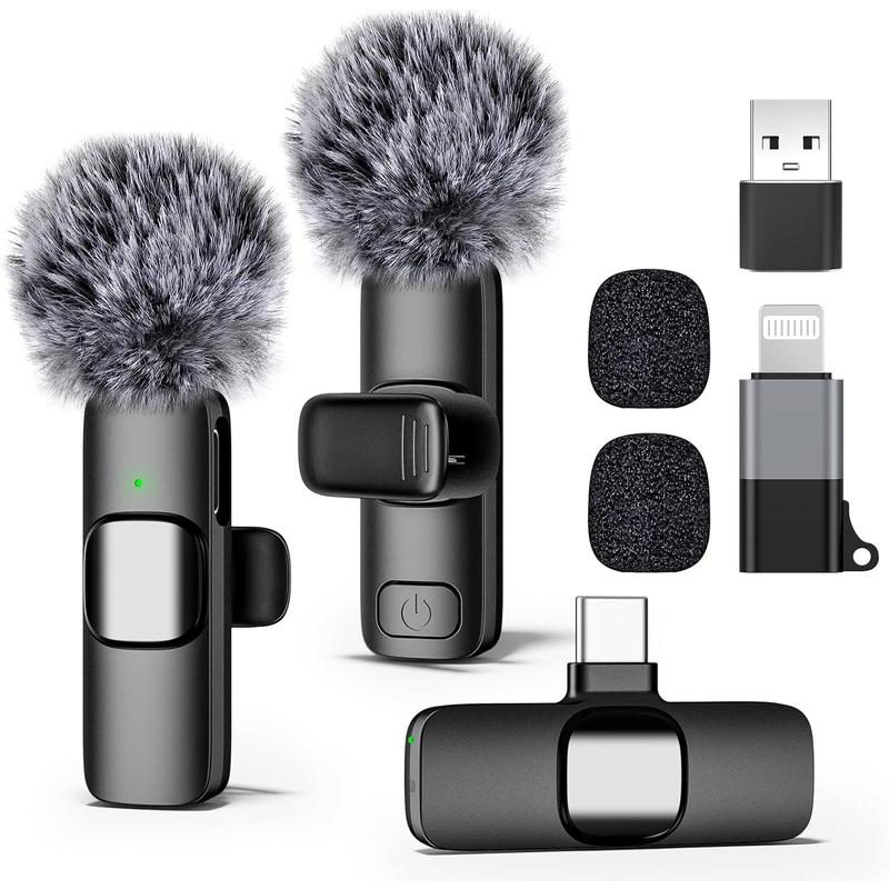 Professional Wireless Lavalier Microphone, Compatible with Iphone, Ipad, and Android Devices, Lavalier Microphone for Video Recording - Iphone Mic with USB-C for Crystal Clear Recording for Content Creators. Mini Wireless Minimic