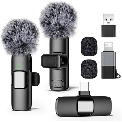Professional Wireless Lavalier Microphone, Compatible with Iphone, Ipad, and Android Devices, Lavalier Microphone for Video Recording - Iphone Mic with USB-C for Crystal Clear Recording for Content Creators. Mini Wireless Minimic
