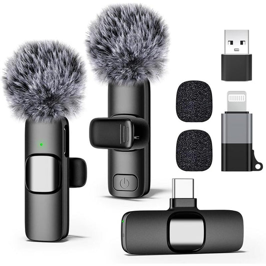 Professional Wireless Lavalier Microphone, Compatible with Iphone, Ipad, and Android Devices, Lavalier Microphone for Video Recording - Iphone Mic with USB-C for Crystal Clear Recording for Content Creators. Mini Wireless Minimic