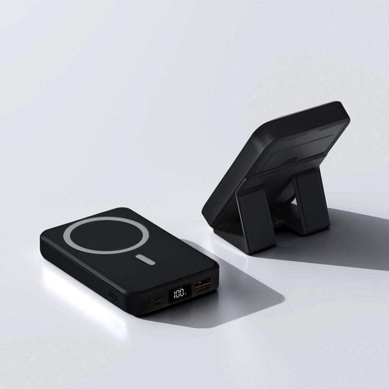 Christmas Gifts QJL Magnetic Power Bank, 10000Mah Magnetic Power Bank,Foldable Wireless Portable Charger with LED Display,Fast Charging for Iphone 16/15/14/13/12 Pro/Pro Max/Plus, Compact Silicone