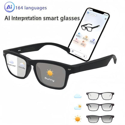 AI Interpretation Smart Glasses,160 Languages, Chat Gpt,Audio Glasses for Men and Women,Microphone and Speaker, HD Voice Calls and HIFI Music Quality,Hands-Free Calling,Color Changing Lens, Suitable for Riding,Driving,Travel,Black Friday & Cyber Monday