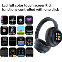 VUB Bluetooth 6.0 LCD Touchscreen Wireless Noise-Canceling Headphones with DIY Wallpapers & Multiple Sound Effects for Men & Women - Portable