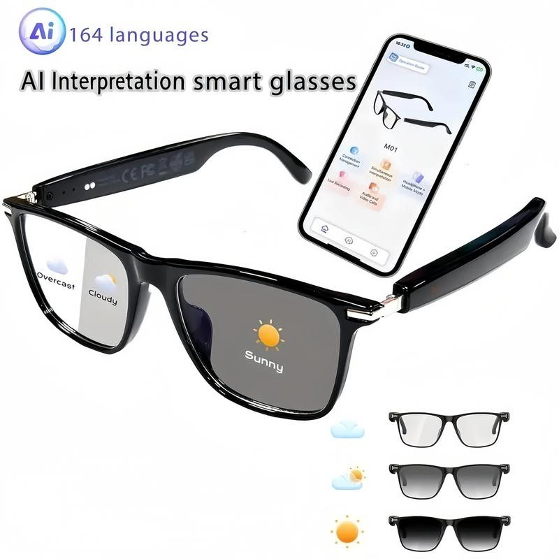 AI Interpretation Smart Glasses,160 Languages, Chat Gpt,Audio Glasses for Men and Women,Microphone and Speaker, HD Voice Calls and HIFI Music Quality,Hands-Free Calling,Color Changing Lens, Suitable for Riding,Driving,Travel,Black Friday & Cyber Monday