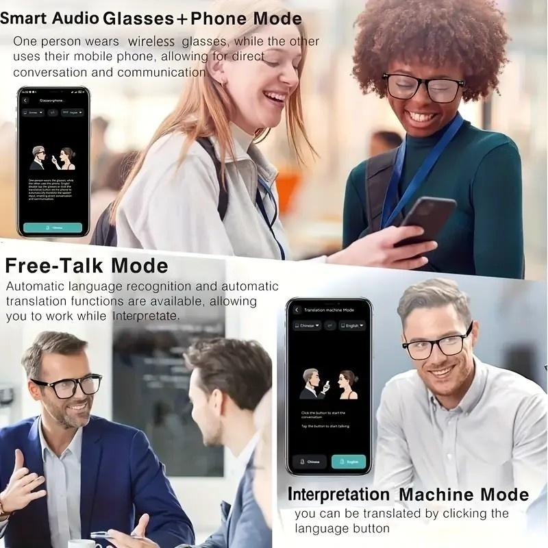 AI Interpretation Smart Glasses,160 Languages, Chat Gpt,Audio Glasses for Men and Women,Microphone and Speaker, HD Voice Calls and HIFI Music Quality,Hands-Free Calling,Color Changing Lens, Suitable for Riding,Driving,Travel,Black Friday & Cyber Monday
