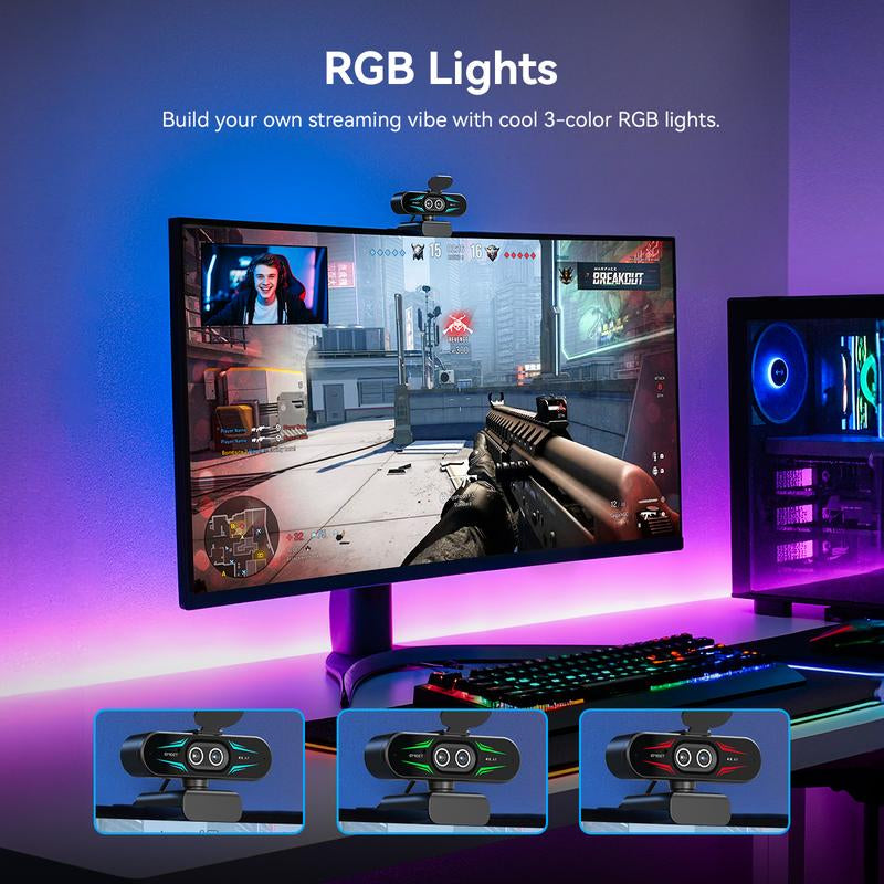 Elevate Your Streaming Experience with the EMEET C60E 4K Dual Webcam - Featuring 11X Zoom, RGB Lights, and Remote Control for Ultimate Convenience!