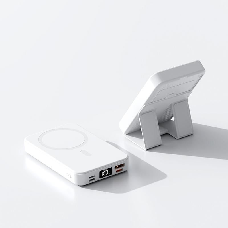 Christmas Gifts QJL Magnetic Power Bank, 10000Mah Magnetic Power Bank,Foldable Wireless Portable Charger with LED Display,Fast Charging for Iphone 16/15/14/13/12 Pro/Pro Max/Plus, Compact Silicone