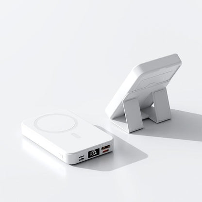 Christmas Gifts QJL Magnetic Power Bank, 10000Mah Magnetic Power Bank,Foldable Wireless Portable Charger with LED Display,Fast Charging for Iphone 16/15/14/13/12 Pro/Pro Max/Plus, Compact Silicone