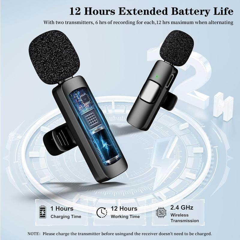 Professional Wireless Lavalier Microphone, Compatible with Iphone, Ipad, and Android Devices, Lavalier Microphone for Video Recording - Iphone Mic with USB-C for Crystal Clear Recording for Content Creators. Mini Wireless Minimic
