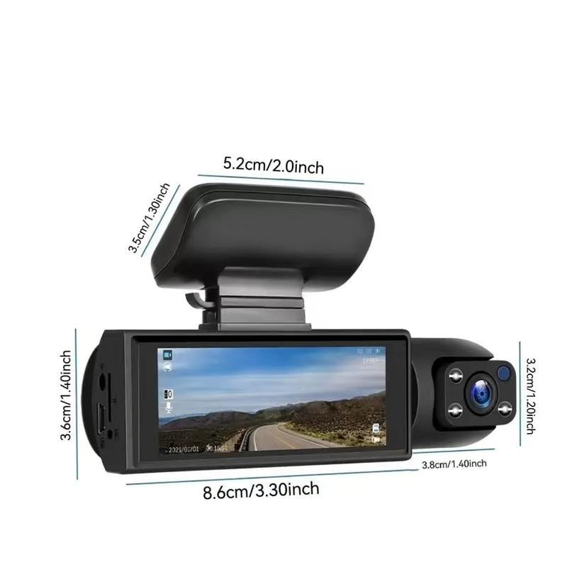 Whatook 1080P Dual Camera Dash Cam - IR Night Vision, Wide Angle Lens, Loop Recording, 3.16 Inch IPS Screen, Parking Mode, 32GB TF Card Rear Camera